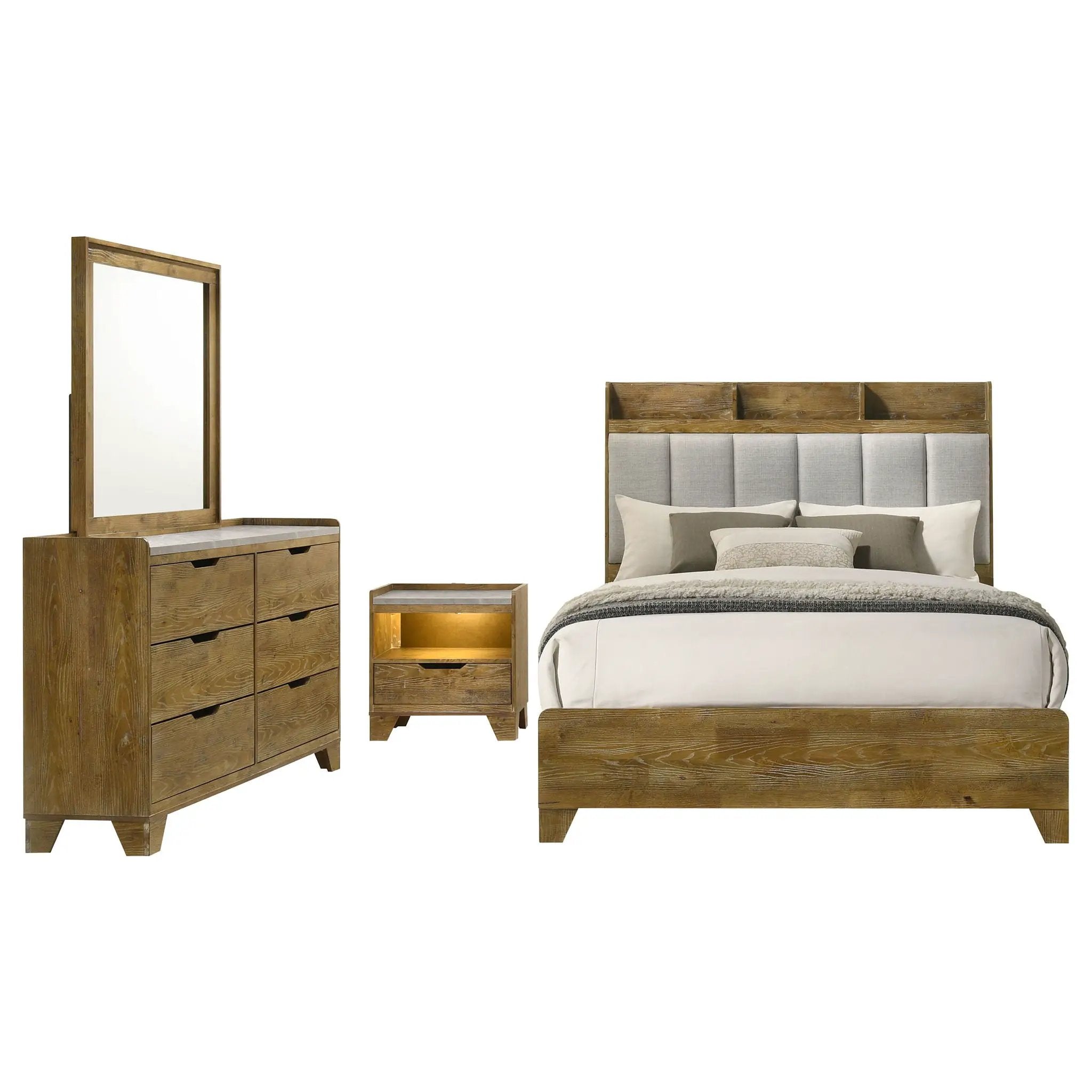 Henderson 4-piece Eastern King Bedroom Set Medium Oak by Unique Piece Furniture