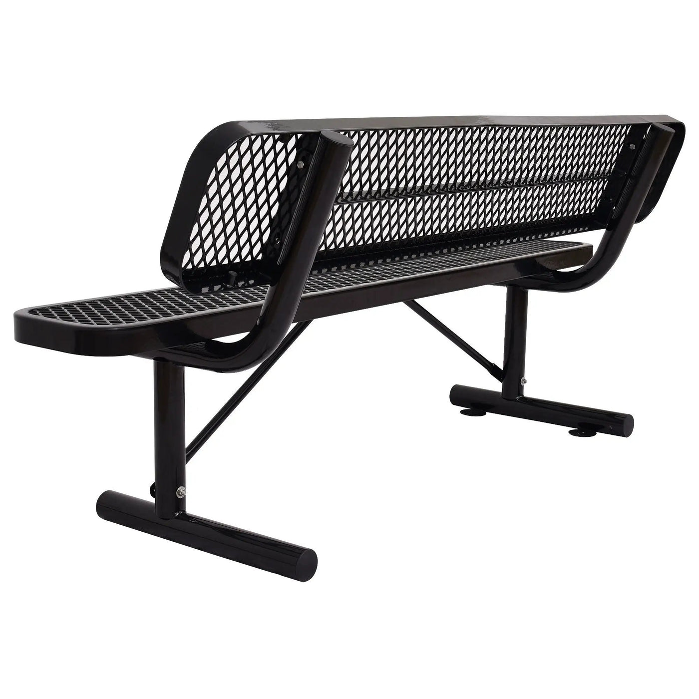 6' Outdoor Steel Bench With Backrest by HouseOfZazla