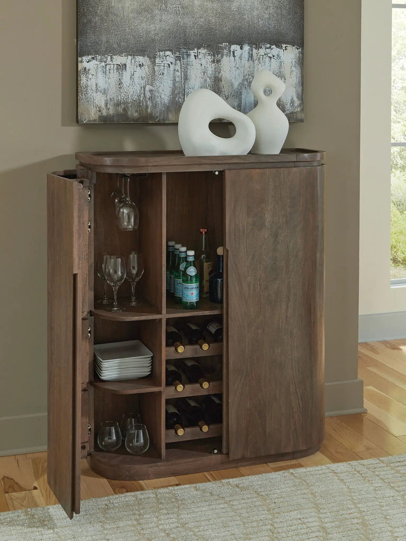 Landermont - Bar Cabinet - Medium Brown by Unique Piece Furniture