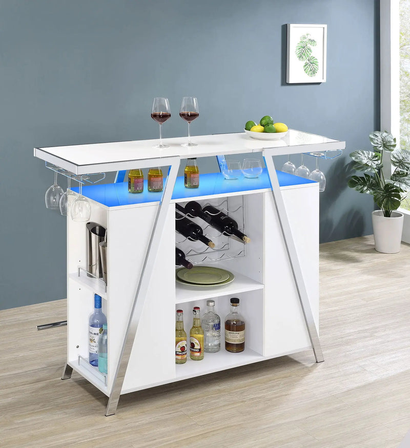Araceli Freestanding LED Home Bar Cabinet White High Gloss by Unique Piece Furniture