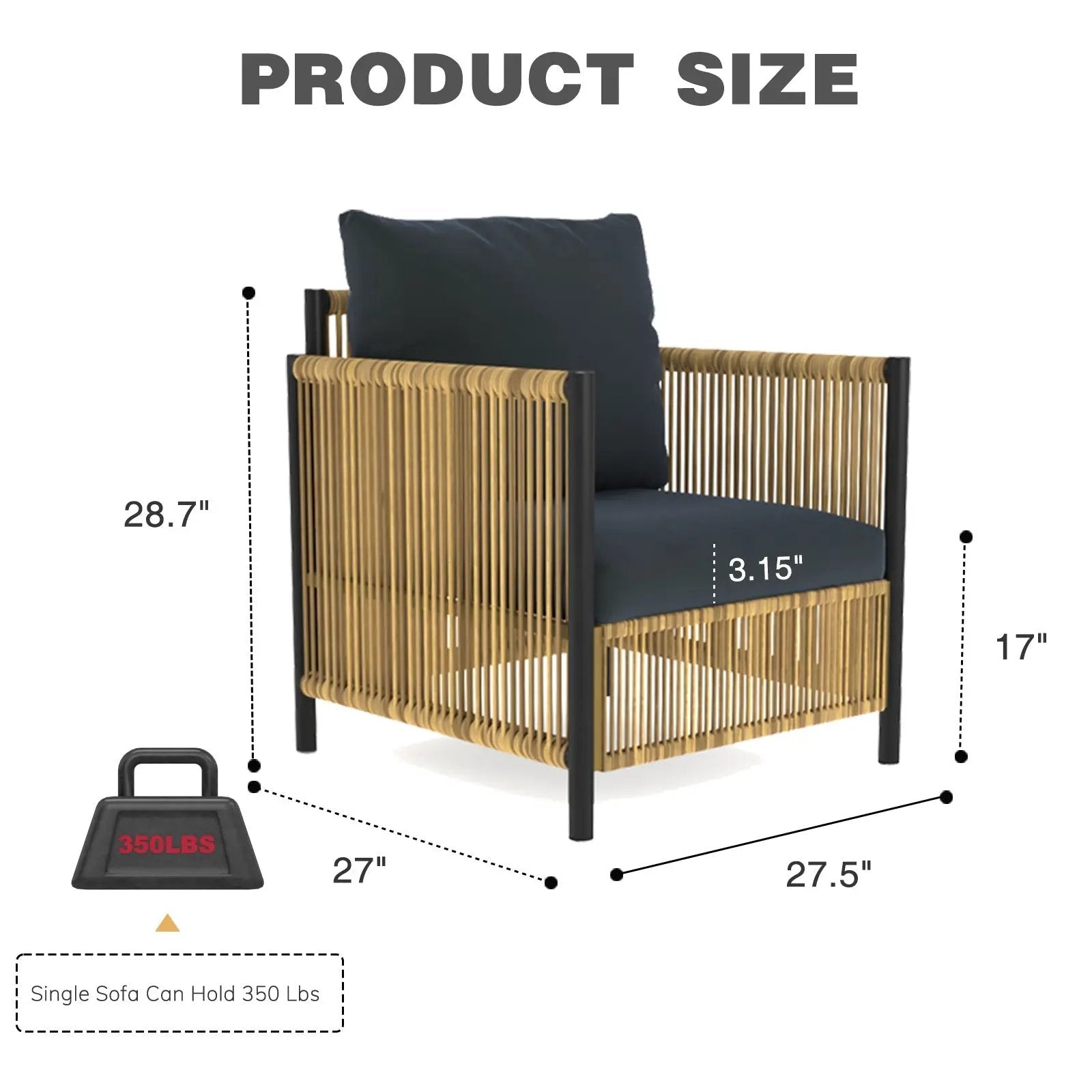 New Comming Outdoor Brown PE Wicker Sofa Set - 2 Pieces with Grey Cushions by HouseOfZazla