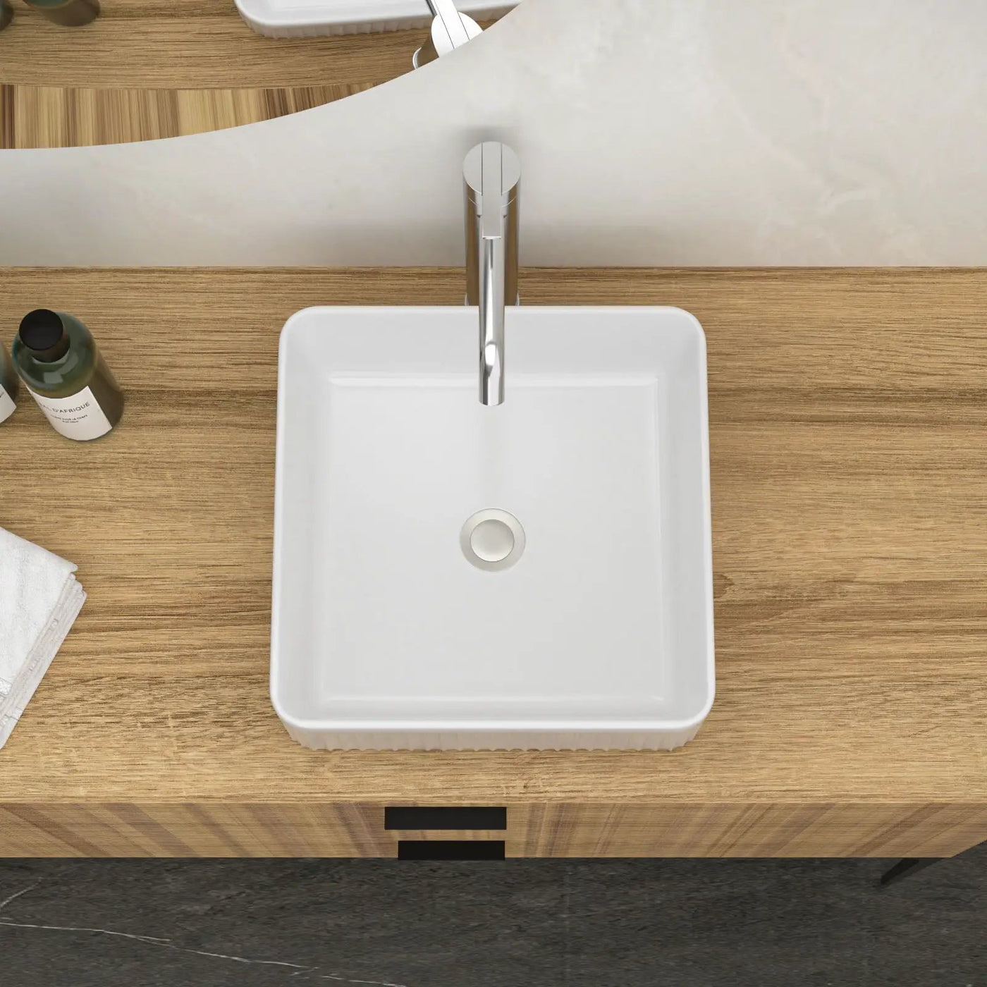 Modern Ceramic Rectangular Vessel Bathroom Sink by HouseOfZazla