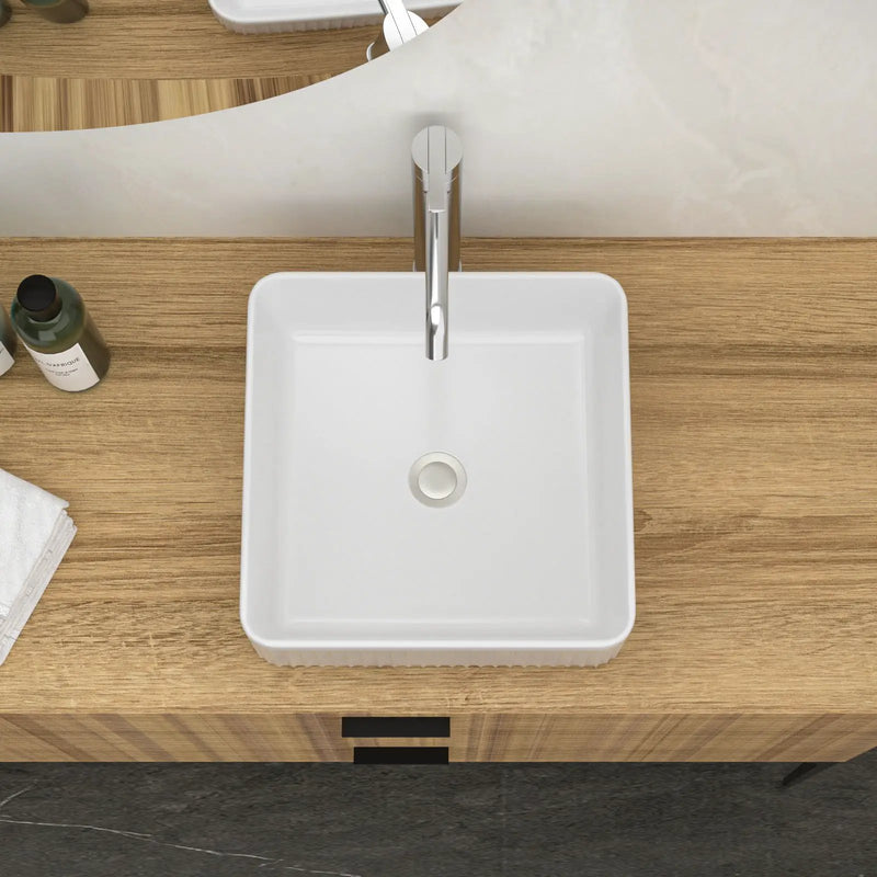 Modern Ceramic Rectangular Vessel Bathroom Sink by HouseOfZazla