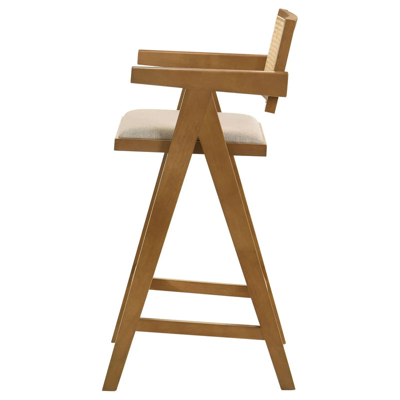Kane Woven Rattan Wood Bar Chair Light Walnut (Set of 2) by Unique Piece Furniture