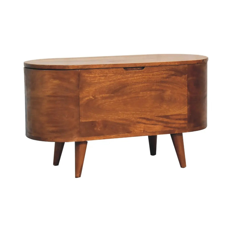 Solid Wood Chestnut Rounded Lid-Up Blanket Box by HouseOfZazla