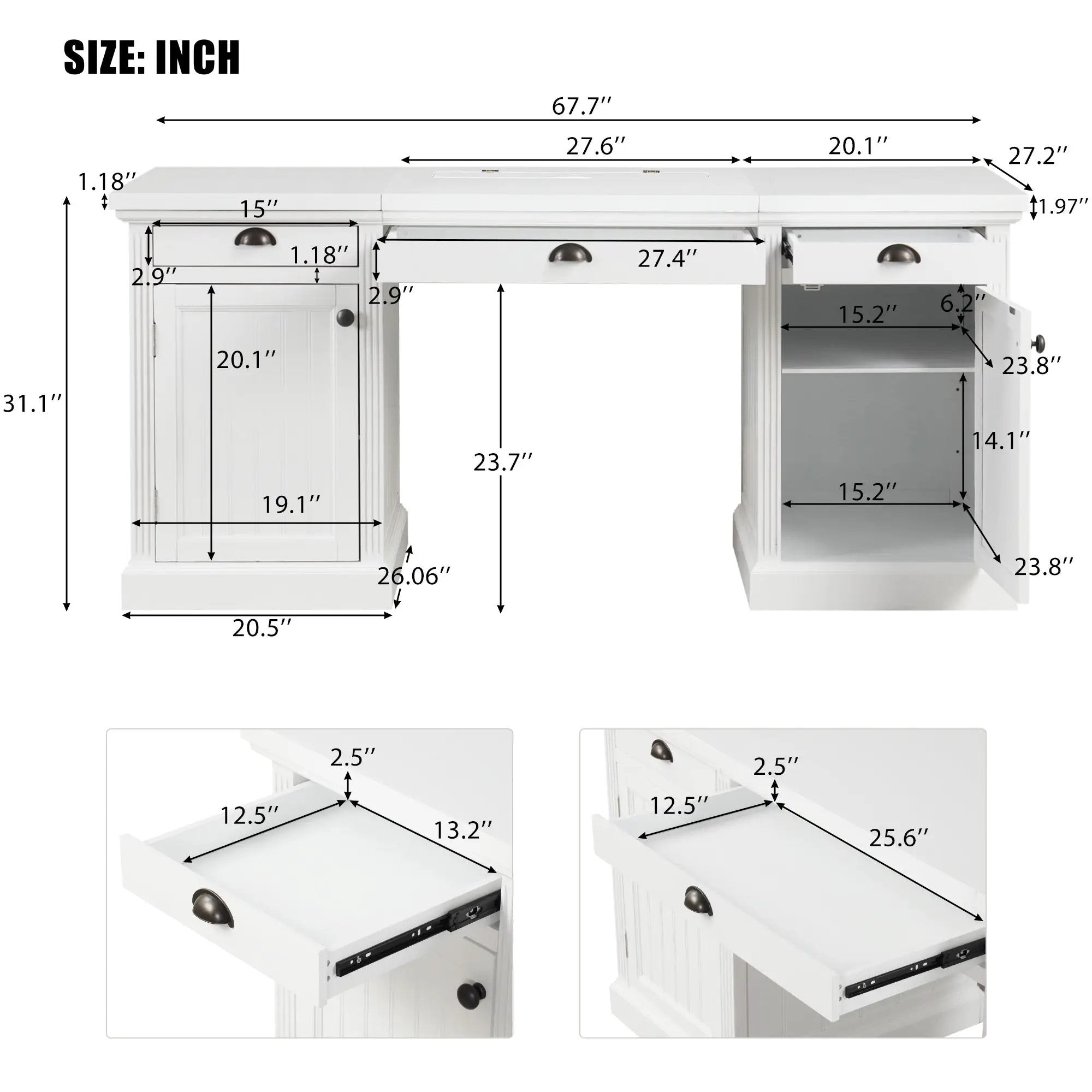 67" Modern Executive Desk with Storage by HouseOfZazla