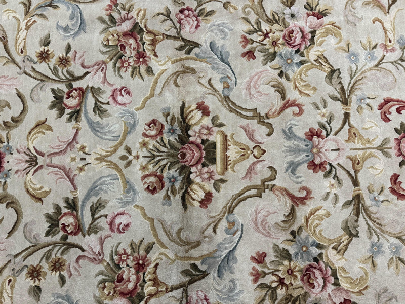 Aubusson Rug 8x10, French European Design, Vintage Handmade Wool Carpet, Aubusson Rug with Pile, Floral by Jewel Rugs