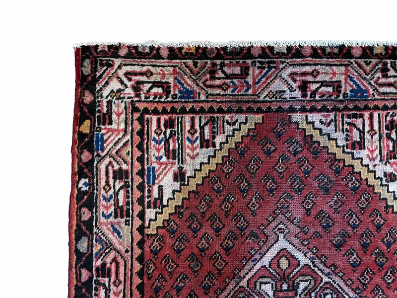 4x6 Antique Rug Handmade Wool Rug Organic Dyes Red Ivory Red Tribal Rug Boho Rug by Jewel Rugs