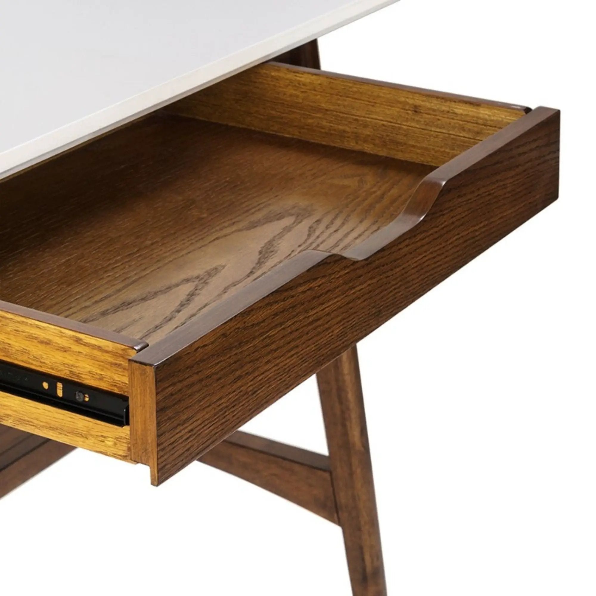 Parker - Desk With Storage Shelf - Off White / Pecan by Unique Piece Furniture