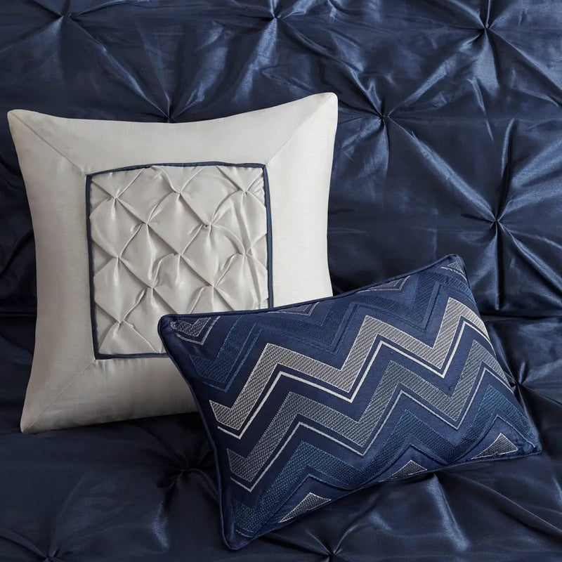 7 Piece Tufted Comforter Set Navy King by HouseOfZazla