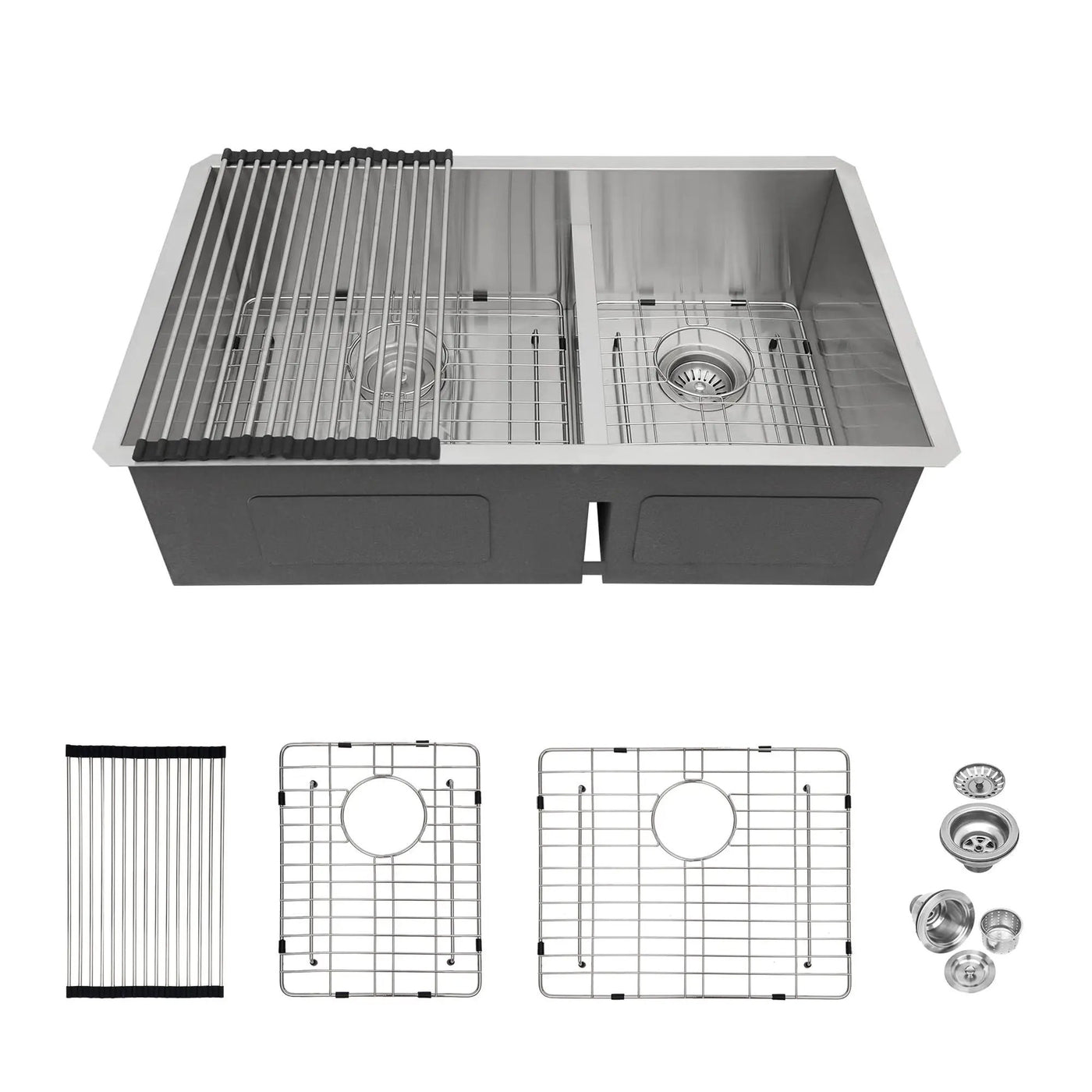 Modern Double Bowl Undermount Sink Design With 10" Deep Basins by HouseOfZazla