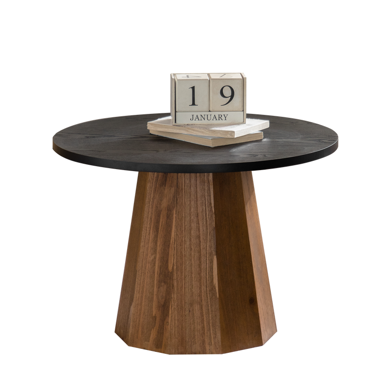 Round Coffee Table - Sturdy Pedestal Wooden Tea Table for Living Room by HouseOfZazla