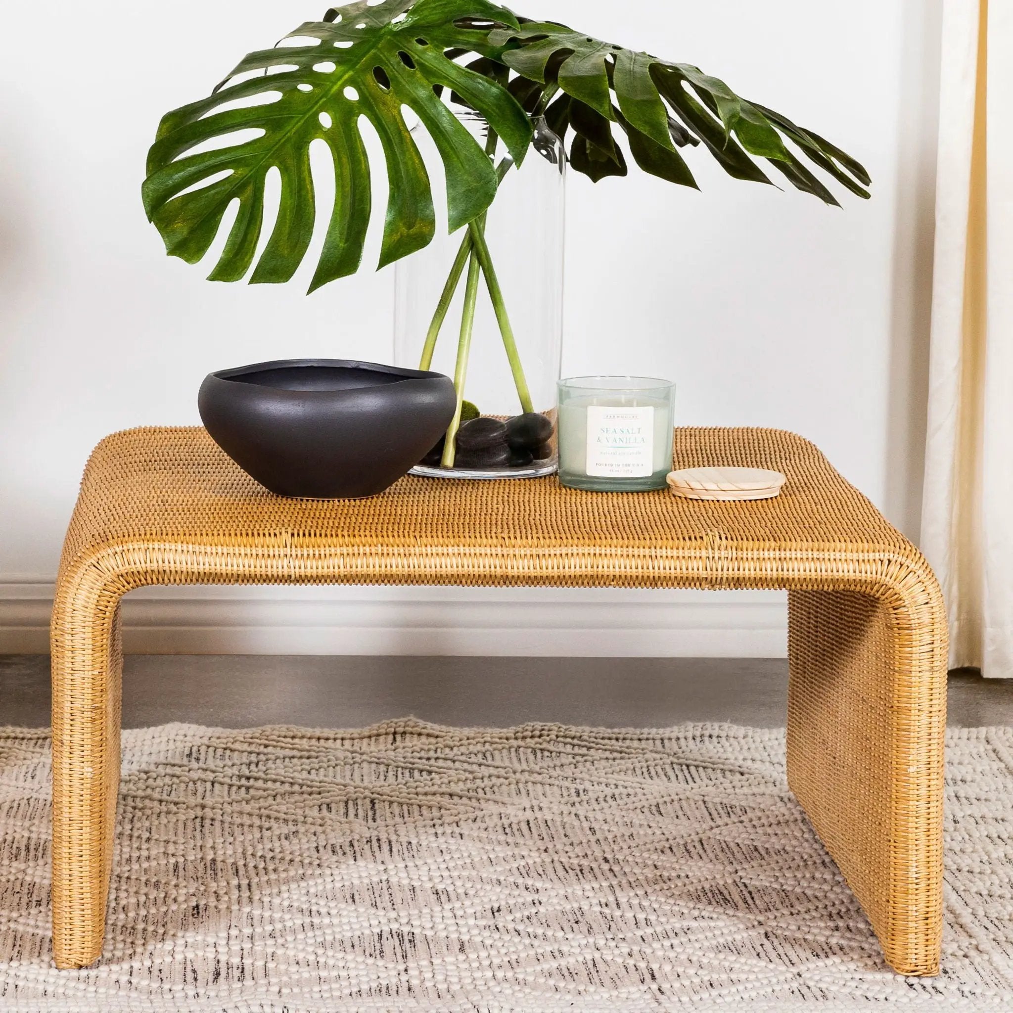 Cahya Square Woven Rattan Coffee Table Natural by Unique Piece Furniture