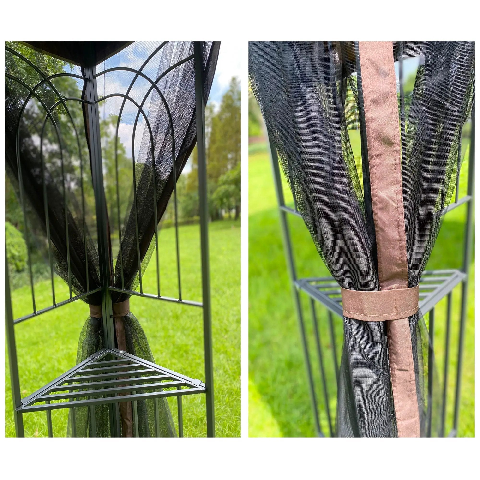 13 0 Outdoor Patio Gazebo Canopy Tent With Ventilated Double Roof And Mosquito Net (Detachable Mesh Screen On All Sides) Suitable For Lawn Garden Backyard And Deck Top - Brown by HouseOfZazla