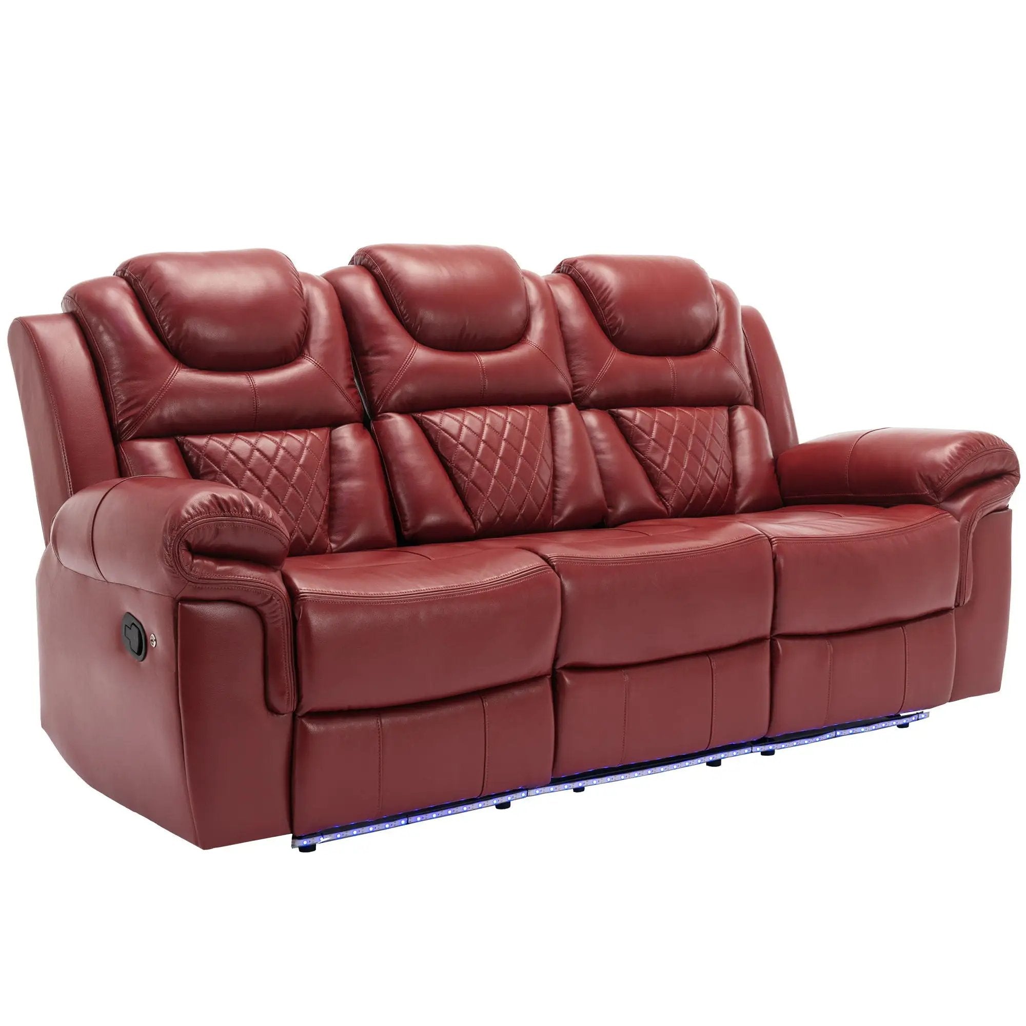 Home Theater Seating Manual Recliner Chair With Center Console And Led Light Strip For Living Room by Unique Piece Furniture