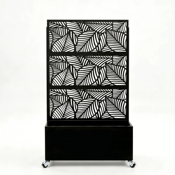 70.87" H × 46.06" W Leaf Pattern Privacy Screen with Planter Box