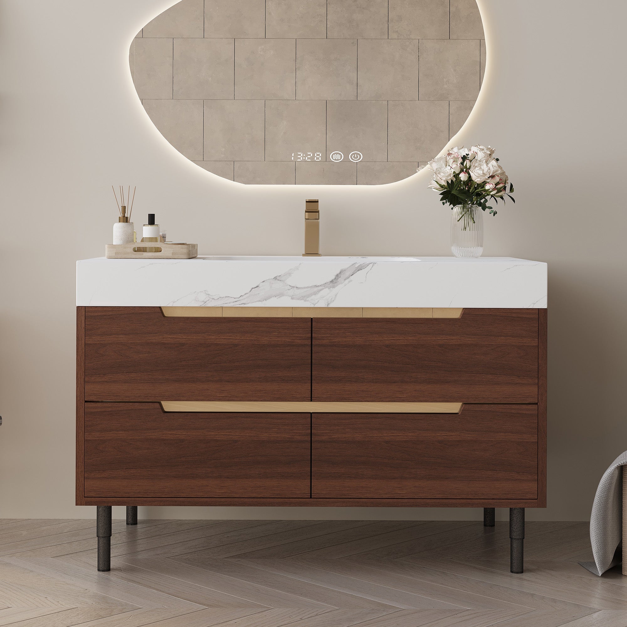 35.4" Farmhouse Free-standing Sintered Stone Bathroom Vanity with Undermount Sink by HouseOfZazla