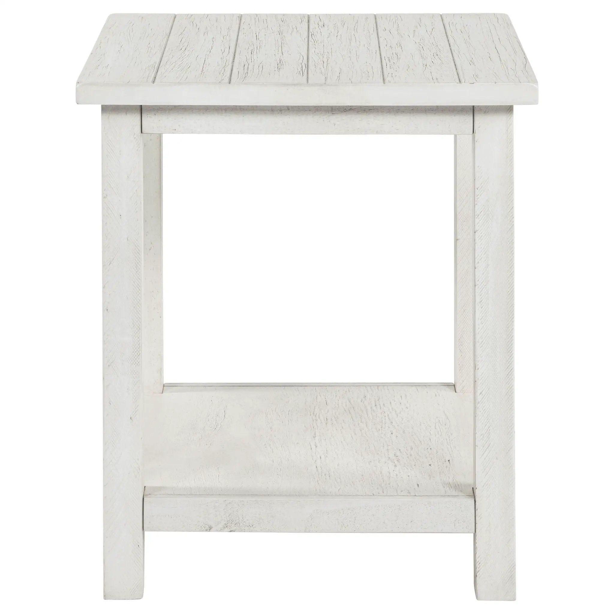 Payne Wood End Table with Shelf Distressed White by Unique Piece Furniture
