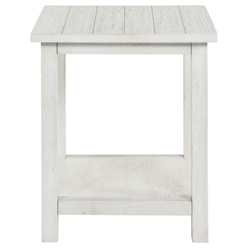 Payne Wood End Table with Shelf Distressed White by Unique Piece Furniture
