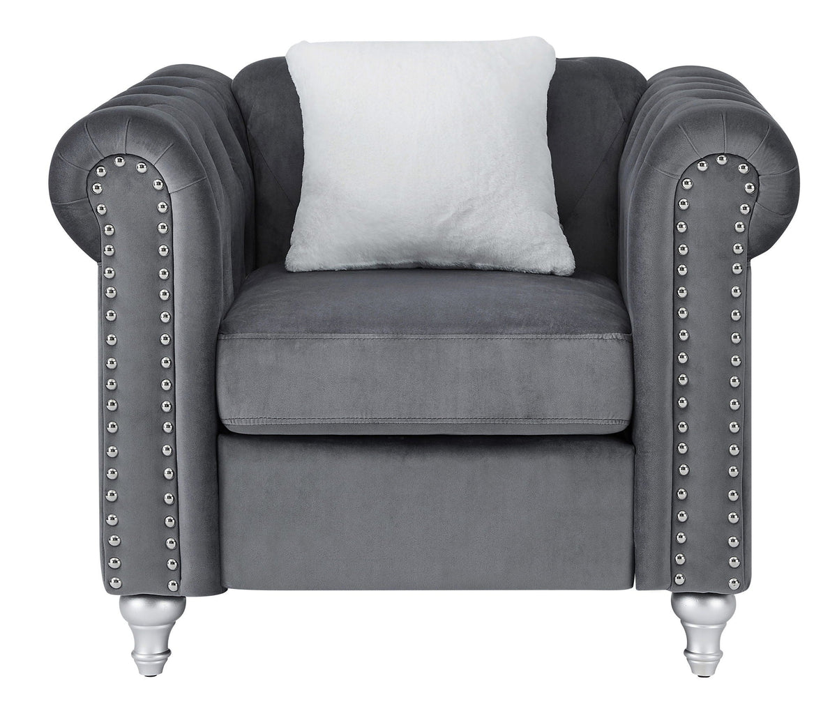 Contemporary Lounge Chair with Faux Jeweled Tufting - Multiple Colors, photo 15 of 26