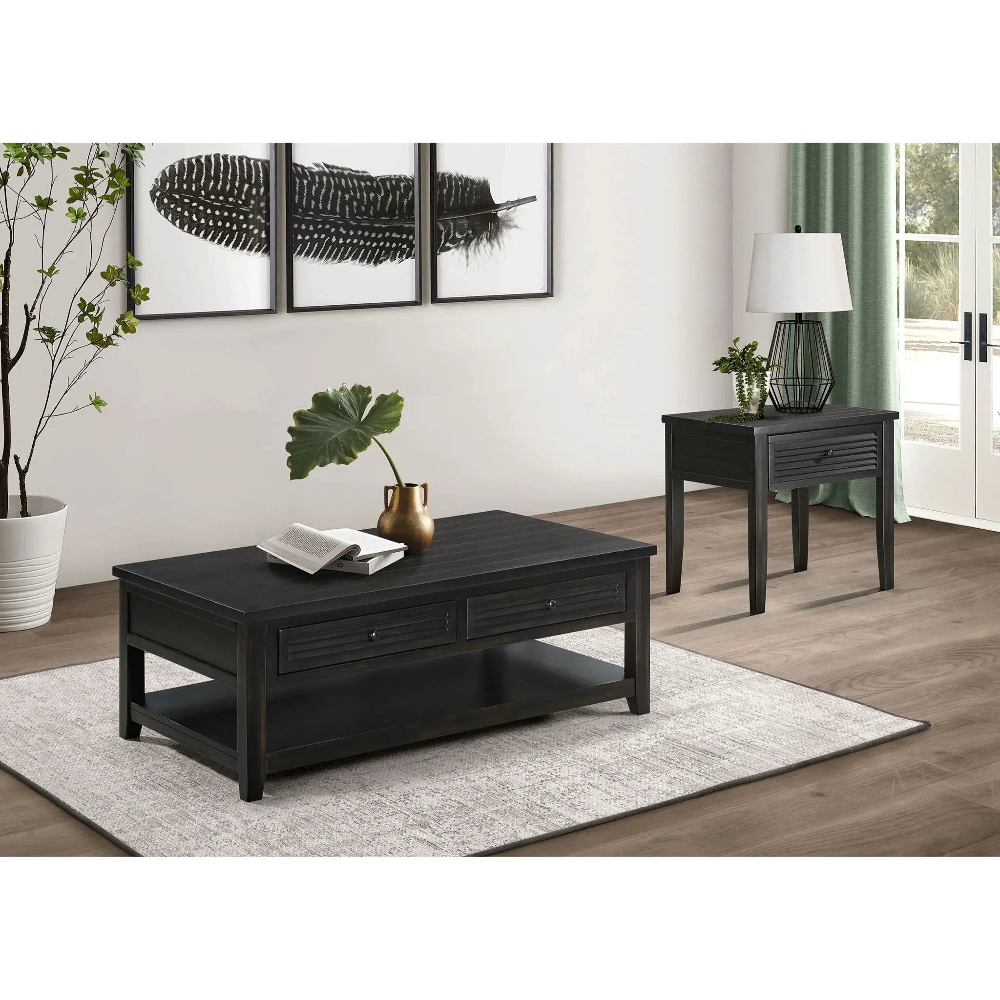 Sutter - 2 Piece Coffee And End Table Set - Dark Brown by HouseOfZazla
