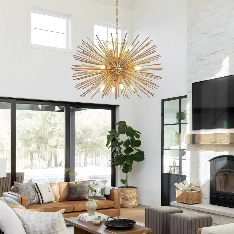 29" Mid-Century Modern 12-Light Starburst Chandelier by HouseOfZazla