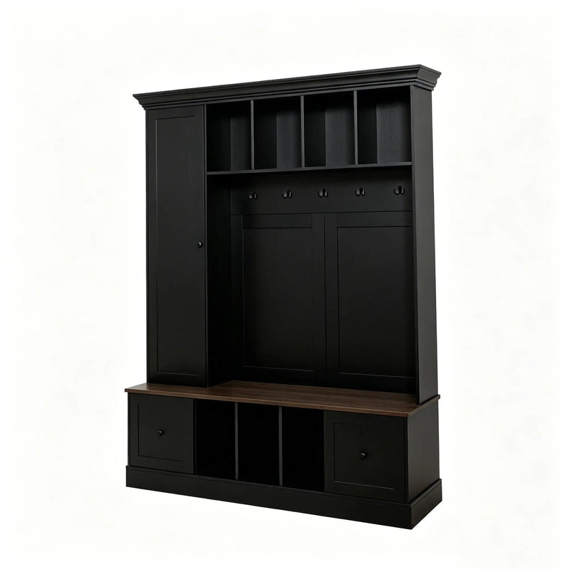 Vibe Haus 62.2'' Farmhouse Hall Tree with Shoe Storage Bench by HouseOfZazla