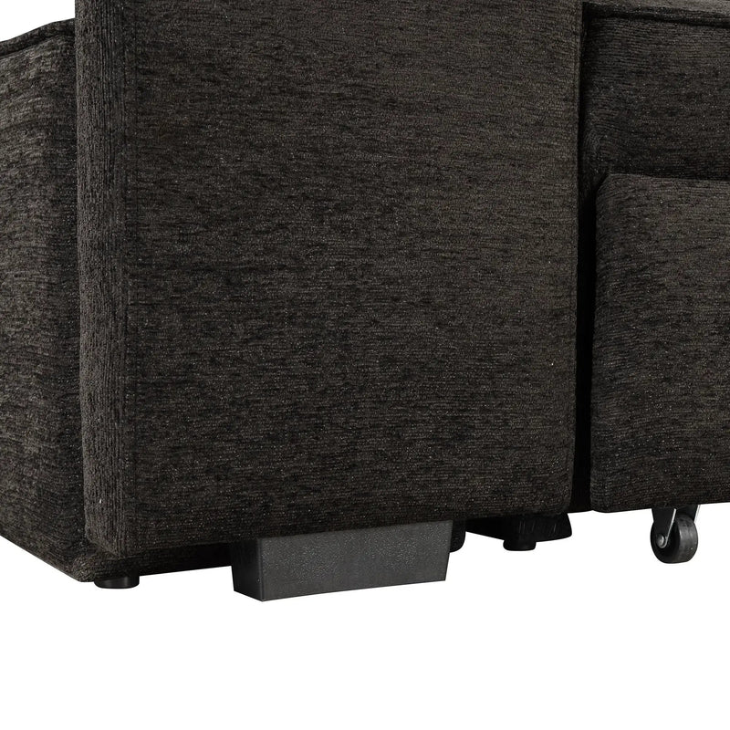 Modern L-Shape 3 Seat Reversible Sectional Couch, Pull Out Sleeper Sofa With Storage Chaise And 2 Stools For Living Room Furniture Set by HouseOfZazla