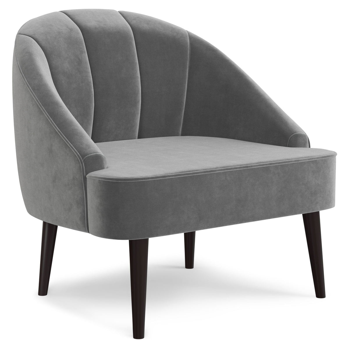 Upholstered Accent Chair with Curved Back and Tufted Channel Detail - Light Blue or Dark Gray, photo 2 of 19