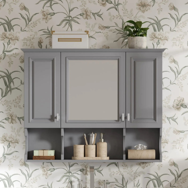 Wall Mounted Bathroom Medicine Wall Cabinet With Mirror & Open Shelves by HouseOfZazla