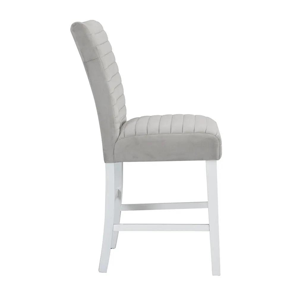 Elizaveta - Counter Height Chair (Set of 2) - Gray Velvet &White High Gloss by Unique Piece Furniture