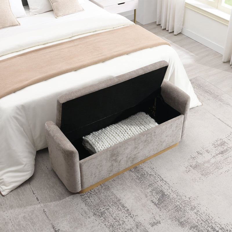 [Video provided]49" Bench with Storage, Storage Ottoman Bench with Safety Hinge, photo 3 of 9