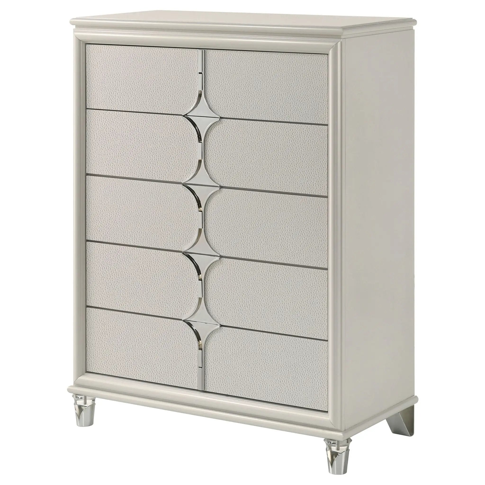 Olivia 5-drawer Bedroom Chest of Drawers Pearl White by Unique Piece Furniture