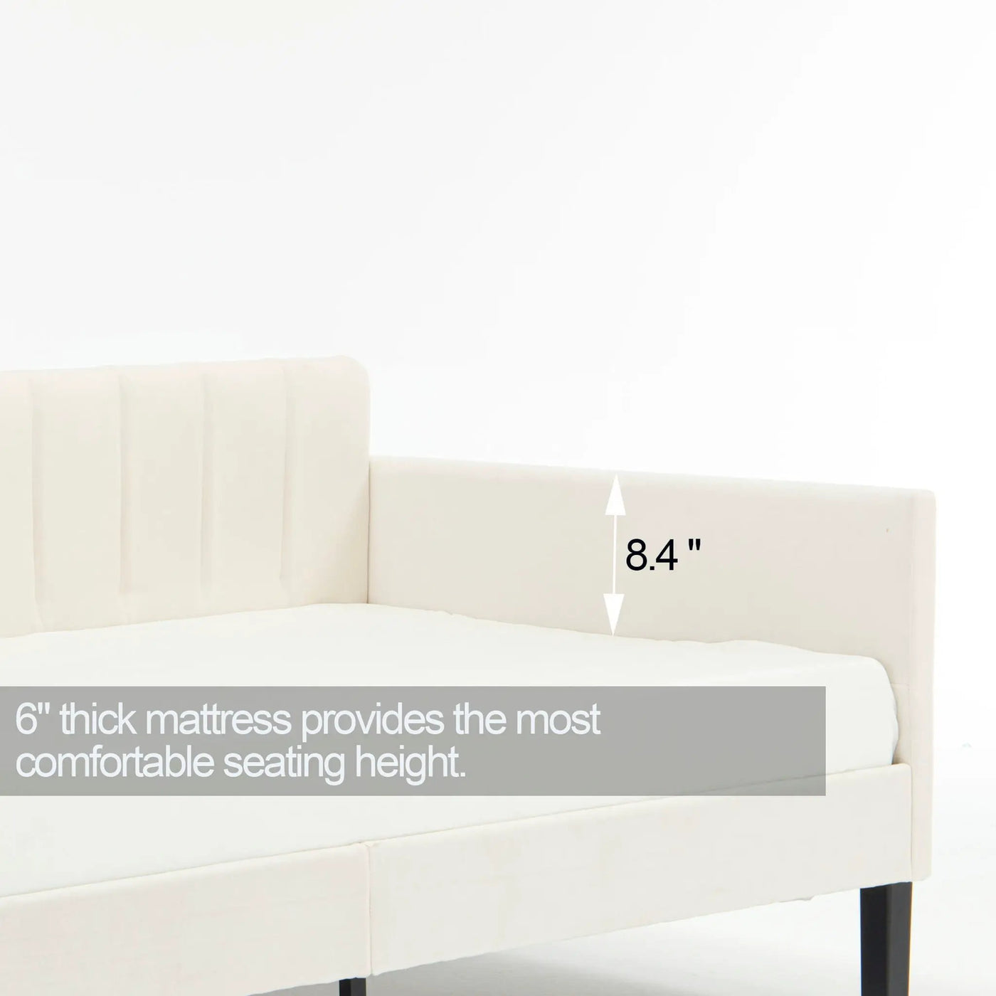 Elena - Boucle Upholstered Daybed, Ribbed Tufted Backrest by HouseOfZazla