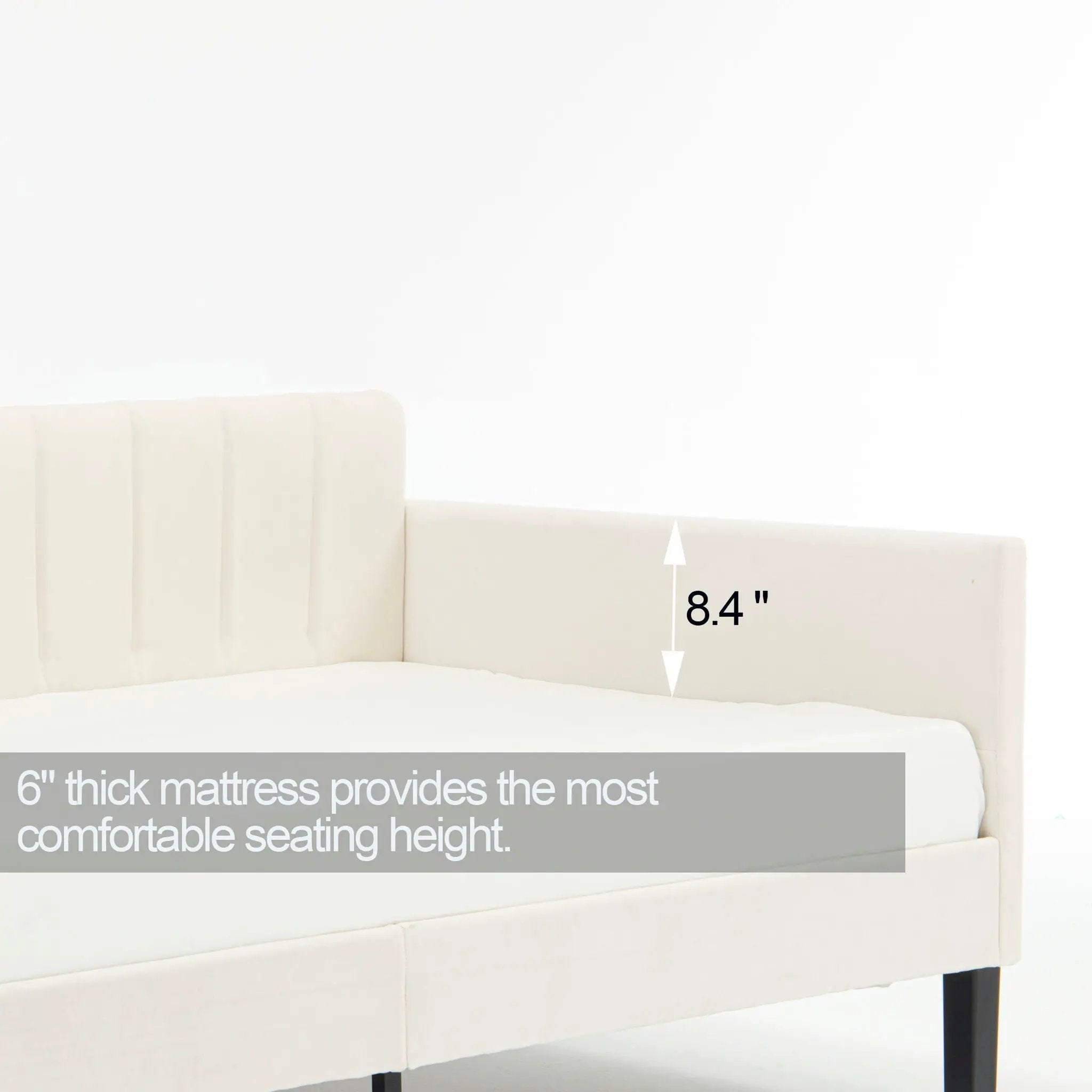 Elena - Boucle Upholstered Daybed, Ribbed Tufted Backrest by HouseOfZazla