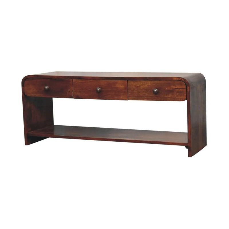 Solid Wood Aspen Slim Media Unit, 3-Drawers, Open Slot by HouseOfZazla