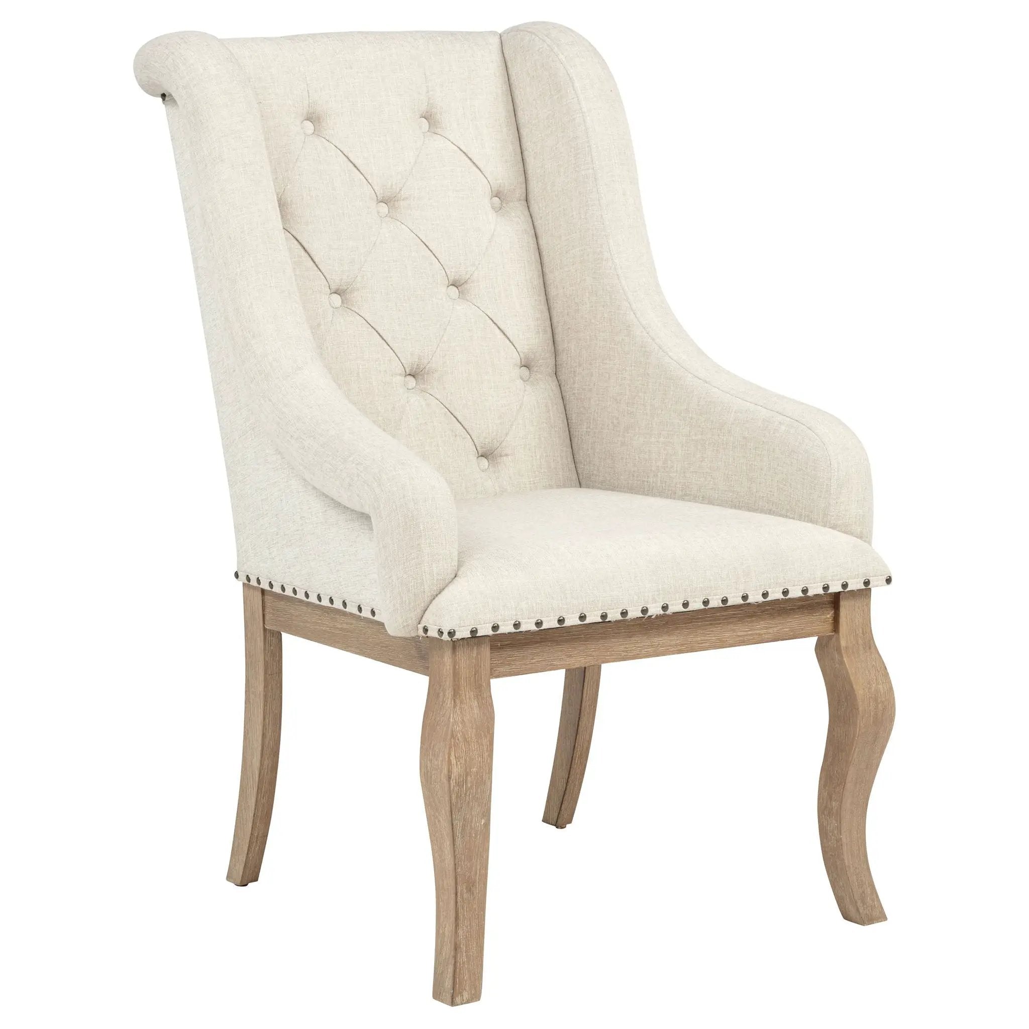 Brockway Upholstered Arm Chair Barley Brown (Set of 2) by Unique Piece Furniture