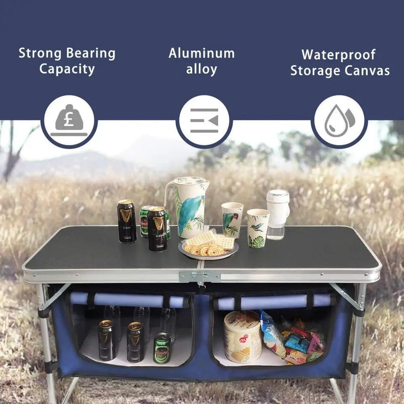 Folding Camping Table With Storage Compartment by HouseOfZazla
