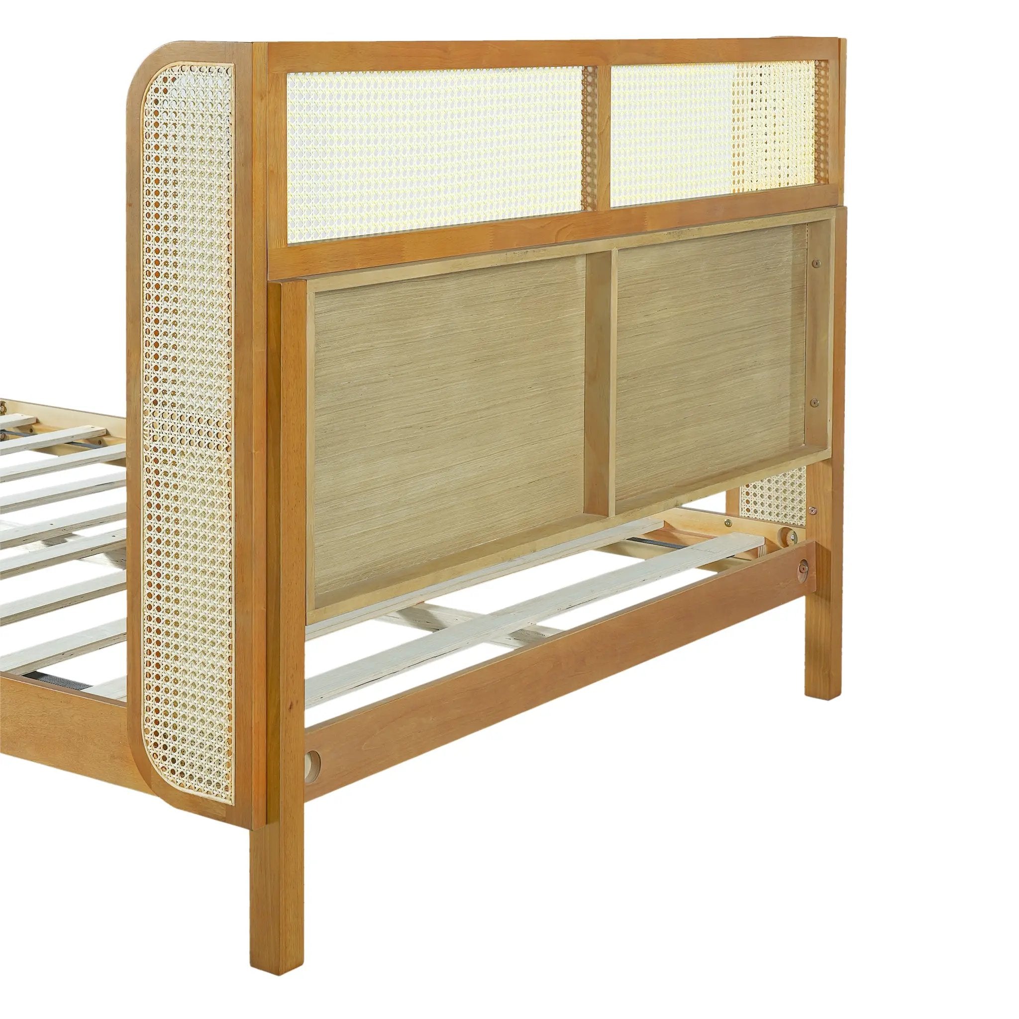 Premium Rubber Wood Platform Queen Bed Frame with Headboard by HouseOfZazla