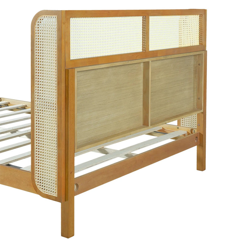 Premium Rubber Wood Platform Queen Bed Frame with Headboard by HouseOfZazla
