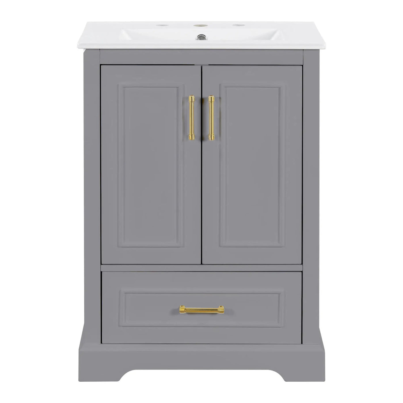 Bathroom Vanity With Sink, 1 Divided Drawer And 2 Soft Close Doors With Double Shelf by HouseOfZazla