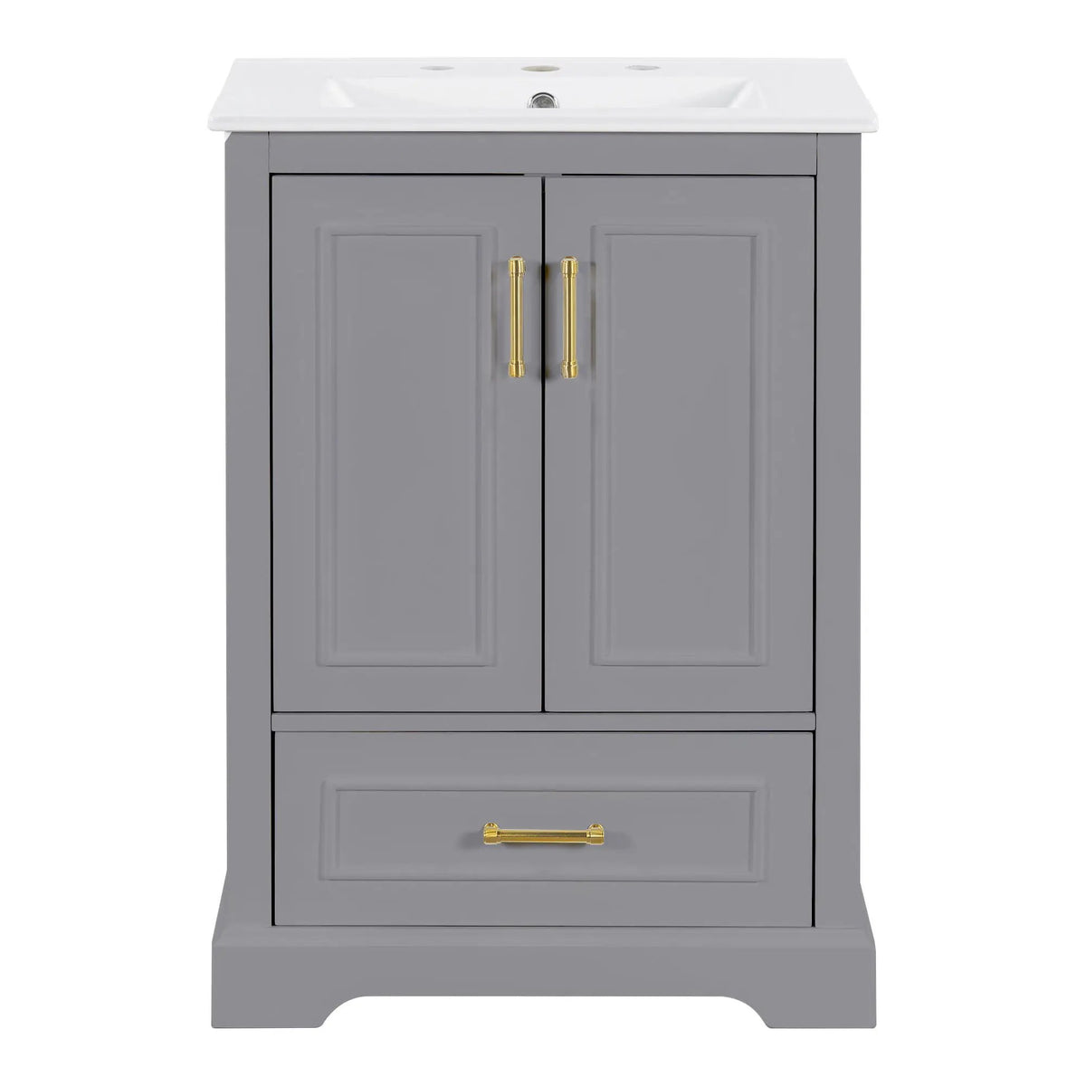 Bathroom Vanity With Sink, 1 Divided Drawer And 2 Soft Close Doors With Double Shelf, photo 2 of 20