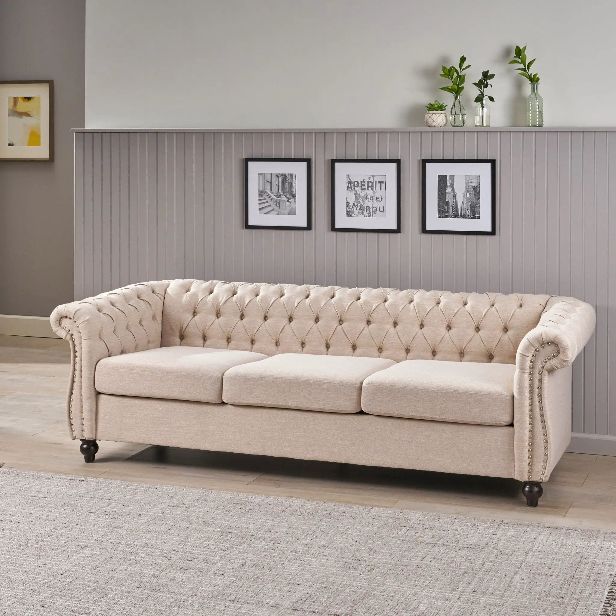 Chesterfield Style 3 Seater Sofa With Deep Button Tufting by HouseOfZazla