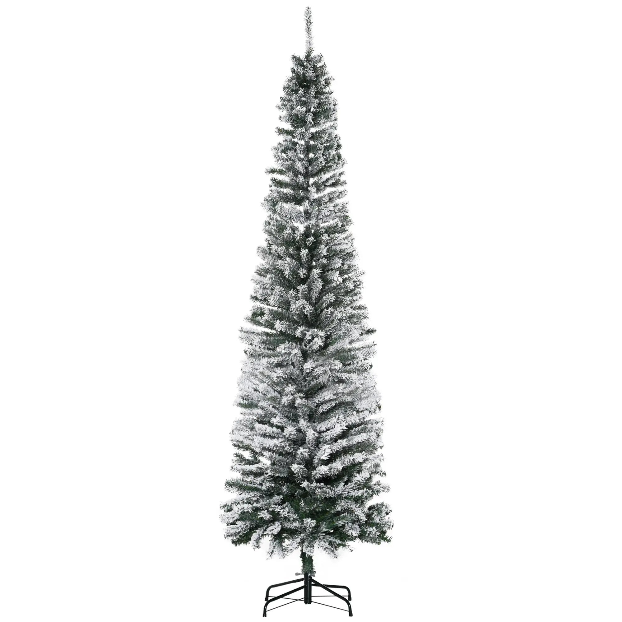 HOMCOM 7.5' Tall Unlit Snow-Flocked Slim Artificial Christmas Tree by HouseOfZazla