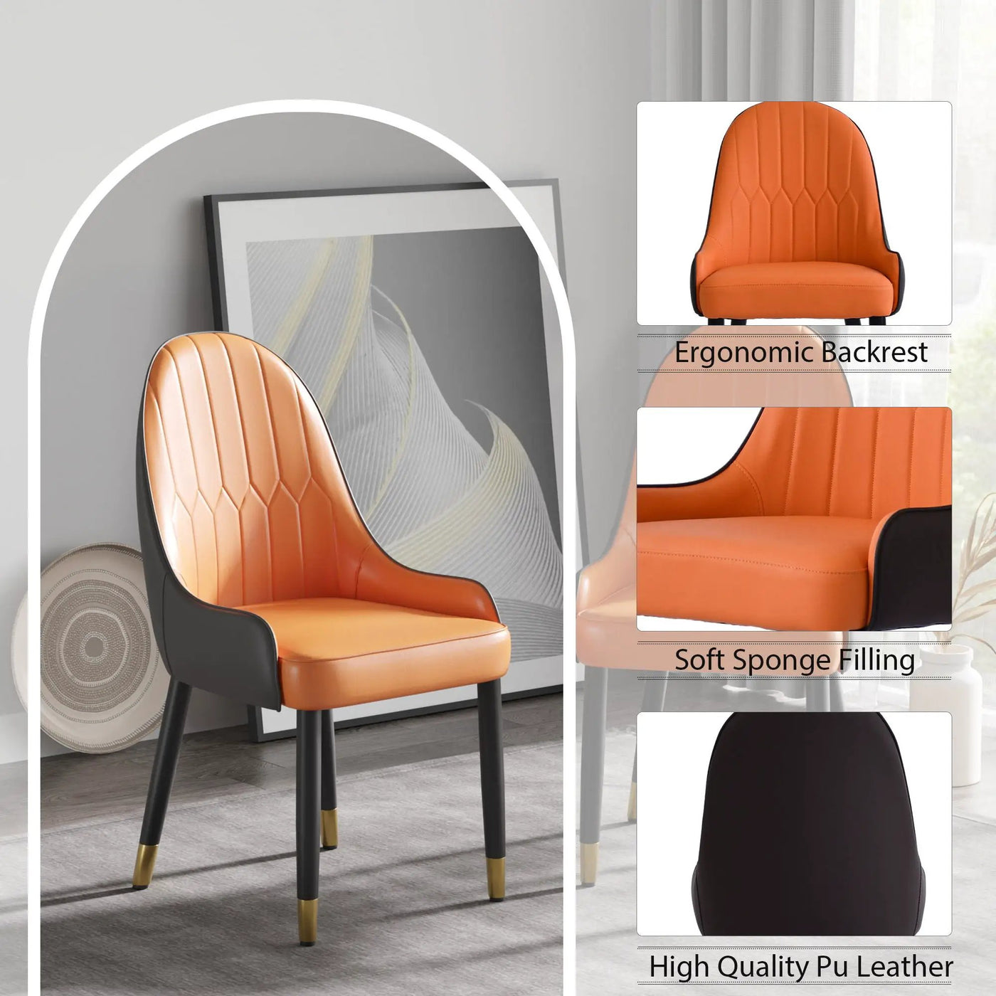 Modern Sponge-Filled Dining Chair, Solid Wood Metal Legs, Suitable For Restaurants, Living Rooms And Rooms (Set of 2) by HouseOfZazla