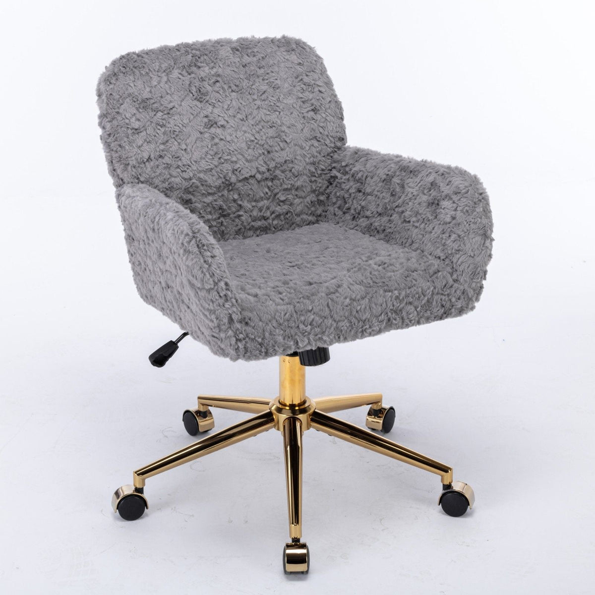 Office Chair, Artificial Rabbit Hair Home Office Chair With Metal Base, Adjustable Desk Chair Swivel Office Chair, Vanity Chair, photo 23 of 39