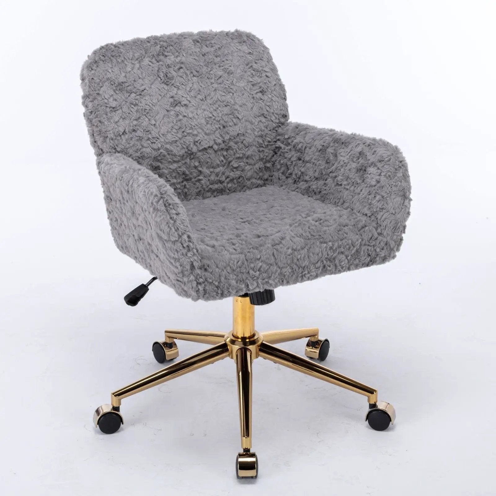 Office Chair, Artificial Rabbit Hair Home Office Chair With Metal Base, Adjustable Desk Chair Swivel Office Chair, Vanity Chair by Unique Piece Furniture