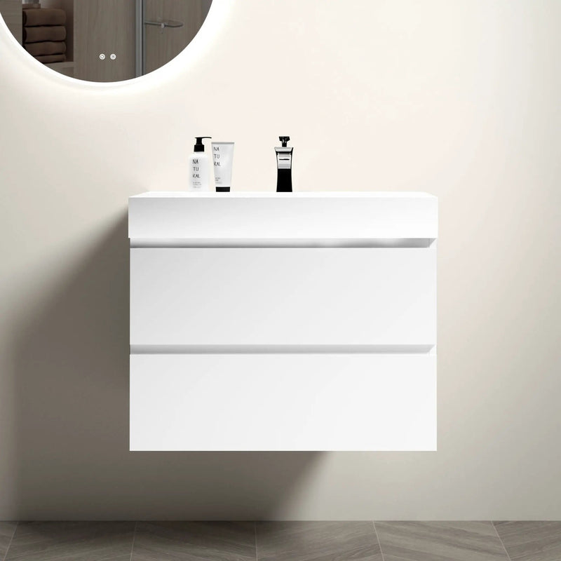 Alice - Bathroom Vanity With Large Storage, Sink Wall Mounted Floating Bathroom Vanity For Modern Bathroom, One-Piece Sink Basin Without Drain And Faucet by Unique Piece Furniture