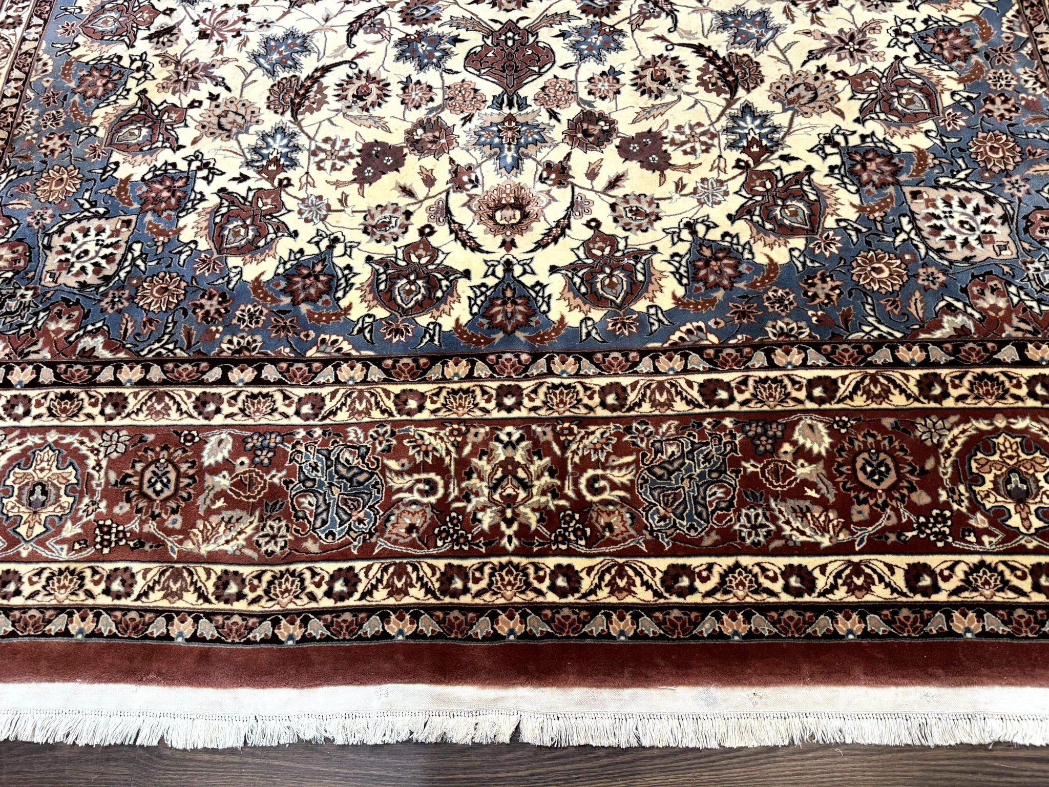 Persian Rug 8x10, Sino Persian Floral Medallion Carpet, Traditional Wool Area Rug, Cream and Brick Red, Fine 210 KPSI by Jewel Rugs