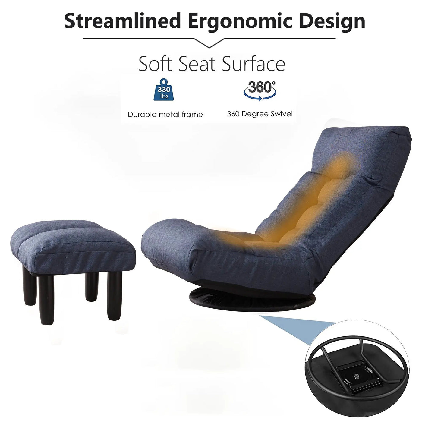 Adjustable Japanese Reclining Floor Chair Sofa With Metal Frame For Living Room by HouseOfZazla